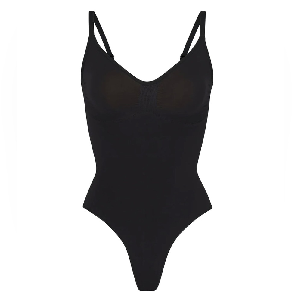 SKIMS Onyx Seamless Sculpt Thong Bodysuit, Size L/XL